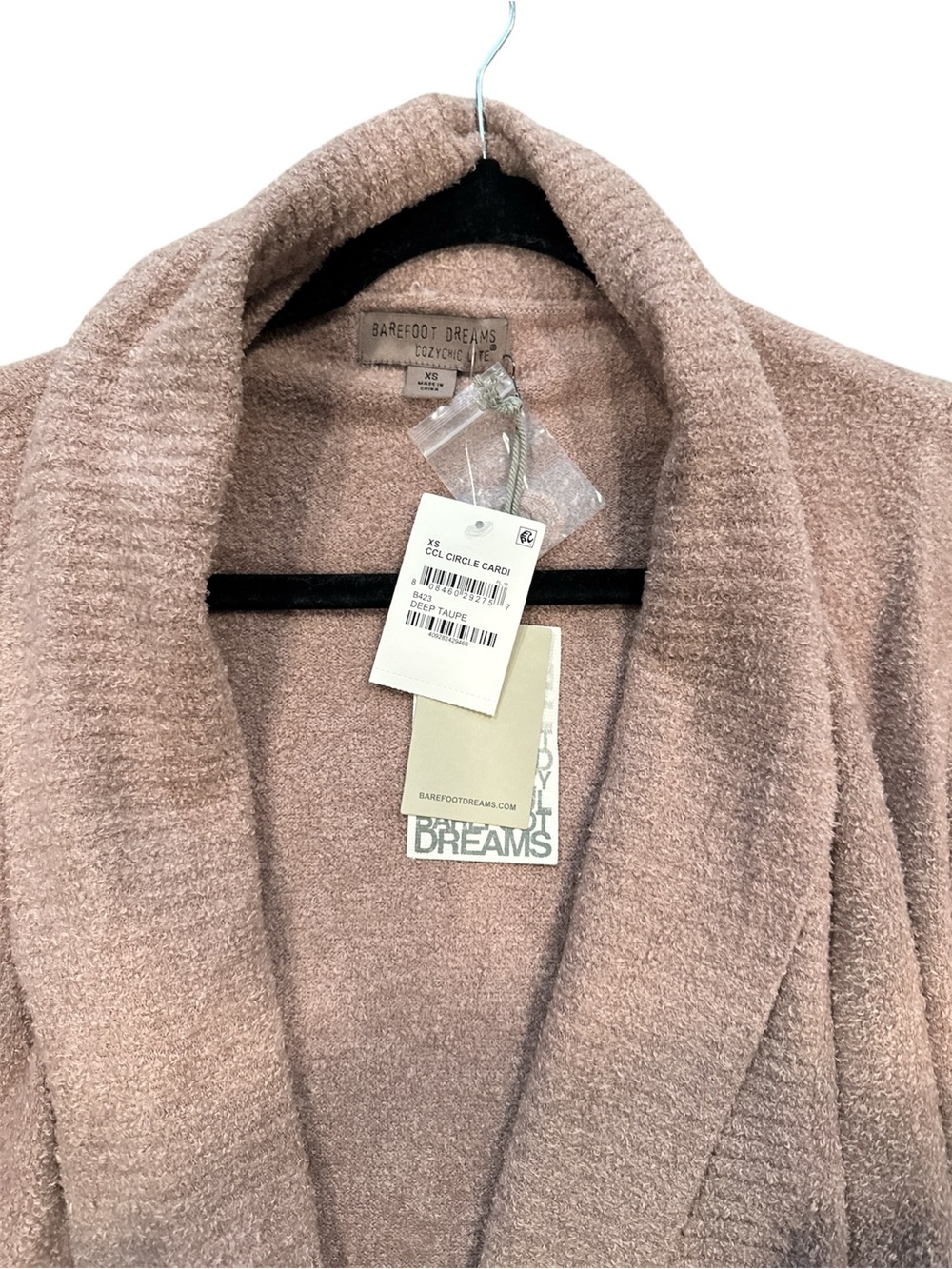NWT Barefoot Dreams CozyChic Lite Circle Cardigan - Deep Taupe (XS) - Picture 4 of 5